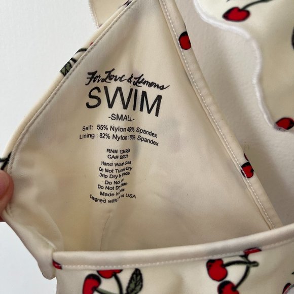 Mon Cheri Ruffle Bikini Top in Ivory Cherry - Size Small - Picture 6 of 6